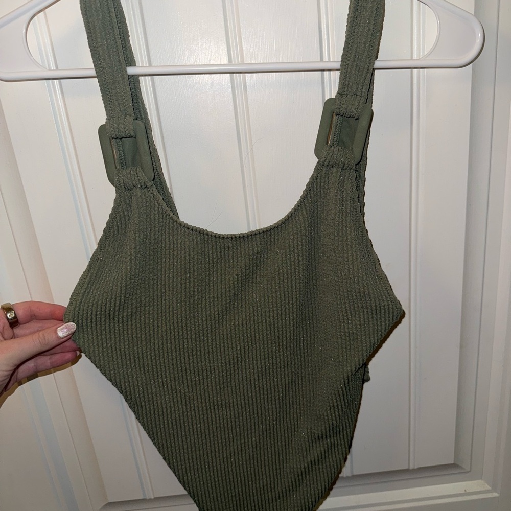 Aerie Olive Ribbed One-Piece